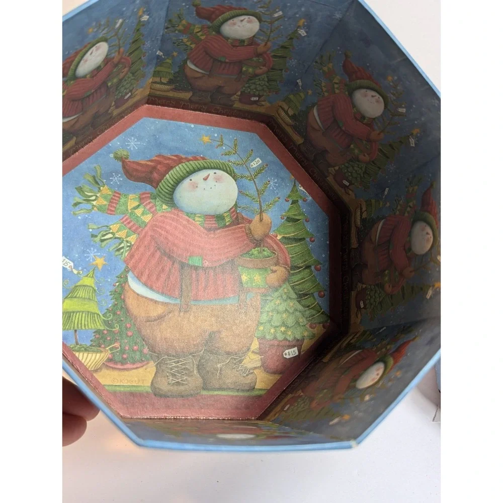 The‎ Lindy Bowman Company 3D Octogon Snowman Tree Christmas Box Vintage